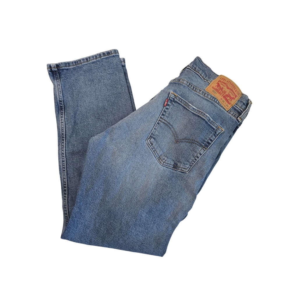 Levis 505 Mens Regular Fit Straight Leg Medium Wash Blue Denim Jeans 34x29